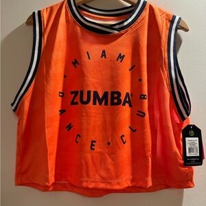 NWT Zumba Fitness Orange Miami Dance Club Muscle Tank